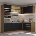 Cocina Integral Esquinera 399cm Marrón/Negro Glamy 02