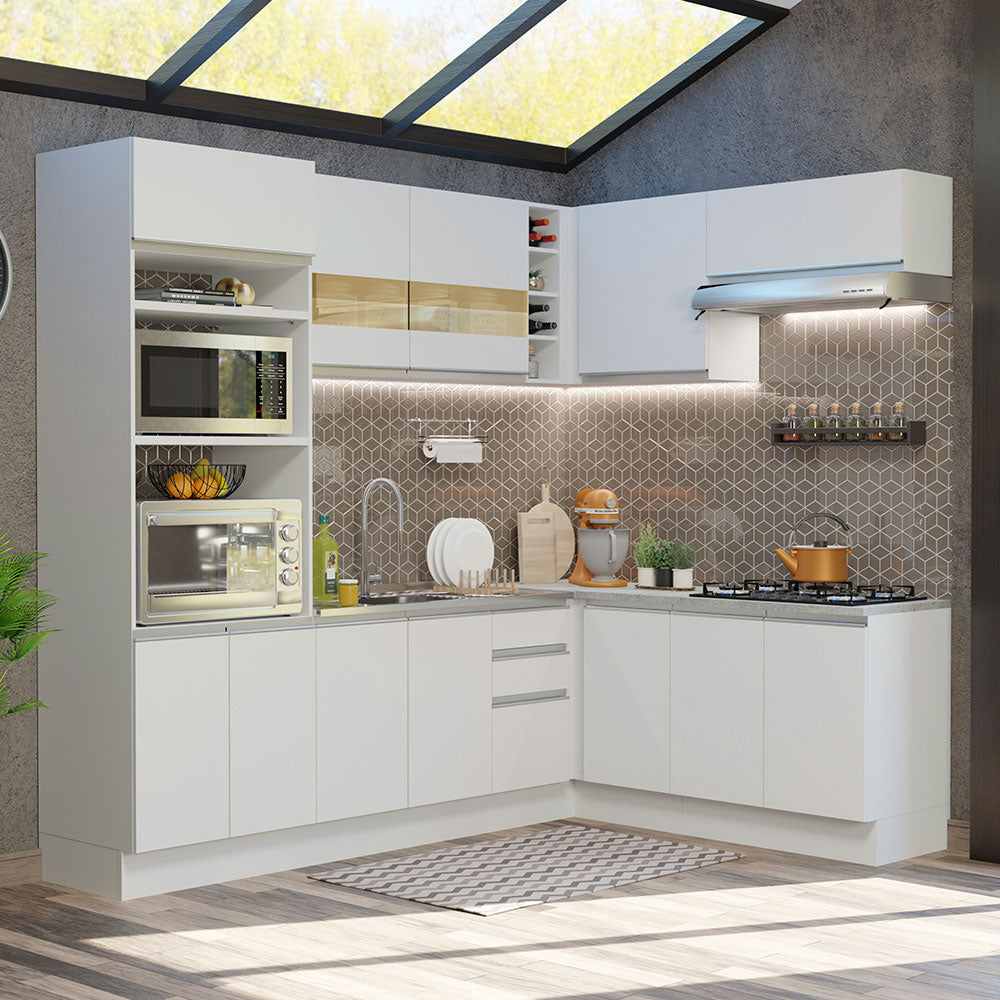Cocina Integral Esquinera 419cm Blanco Glamy 01