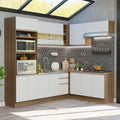 Cocina Integral Esquinera 419cm Marrón/Blanco Glamy 01