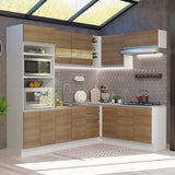 Cocina Integral Esquinera 419cm Blanco/Marrón Glamy 01