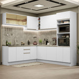 Cocina Integral de Esquina 459cm Blanco Glamy 01