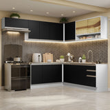 Cocina Integral Esquinera 469cm Blanco/Negro Glamy 01