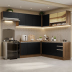 Cocina Integral Esquinera 469cm Marrón/Negro Glamy 01