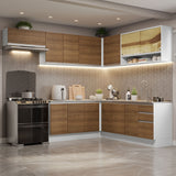 Cocina Integral Esquinera 469cm Blanco/Marrón Glamy 01