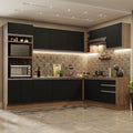Cocina Integral Esquinera 479cm Marrón/Negro Glamy 01