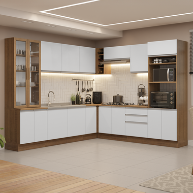 Cocina Integral 549cm Marrón/Blanco Glamy 01