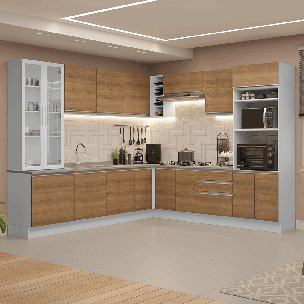 Cocina Integral 549cm Blanco/Marrón Glamy 01