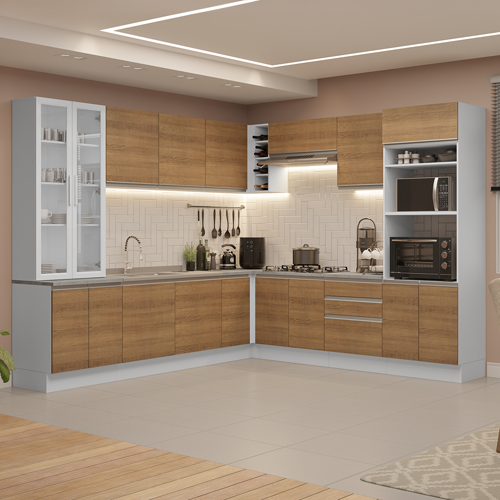 Cocina Integral 549cm Blanco/Marrón Glamy 01