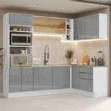 Cocina Integrale Esquinera 399 cm Blanco/Gris Lux Madesa 01