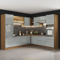 Cocina Integral Esquinera 546cm Marrón/Gris Lux 01