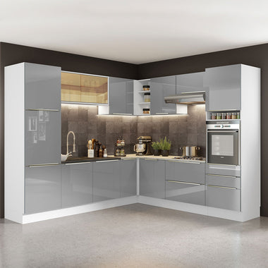 Cocina Integral Esquinera 546 cm Lux Blanco/Gris 01