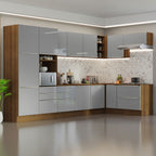 Cocina Integral Esquinera 546cm Marrón/Gris Lux 05
