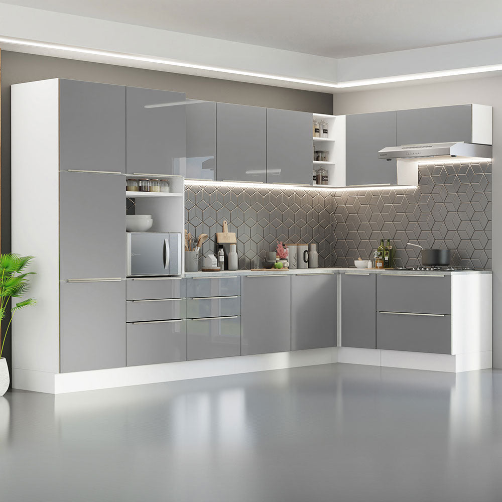 Cocina Integral Esquinera 546 cm Lux Blanco/Gris 05