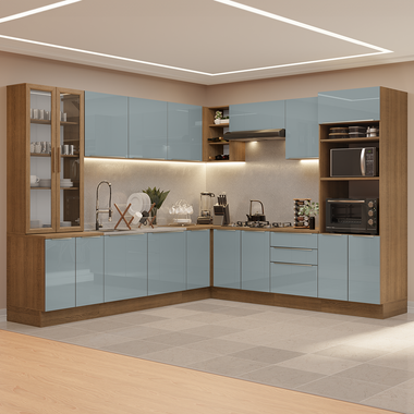Cocina Integral 566cm Marrón/Gris Lux 01