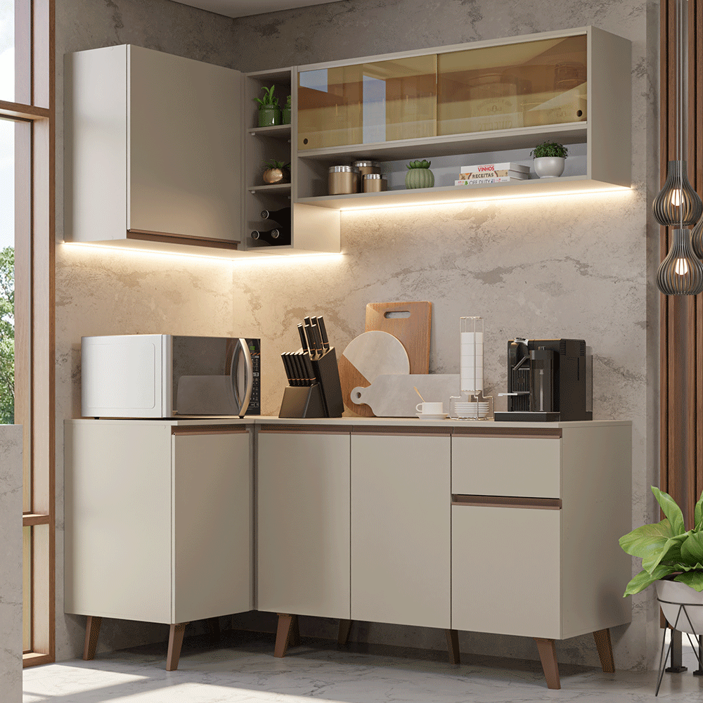 Cocina Integrale Esquinera 265 cm Crema Nice Madesa 01