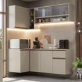 Cocina Compacta Esquinera Flotante 265 cm Crema Nice Madesa