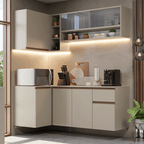 Cocina Compacta Esquinera Flotante 265 cm Crema Nice Madesa