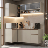 Cocina Integral Esquinera 265 cm sin Patas Crema Nice 03