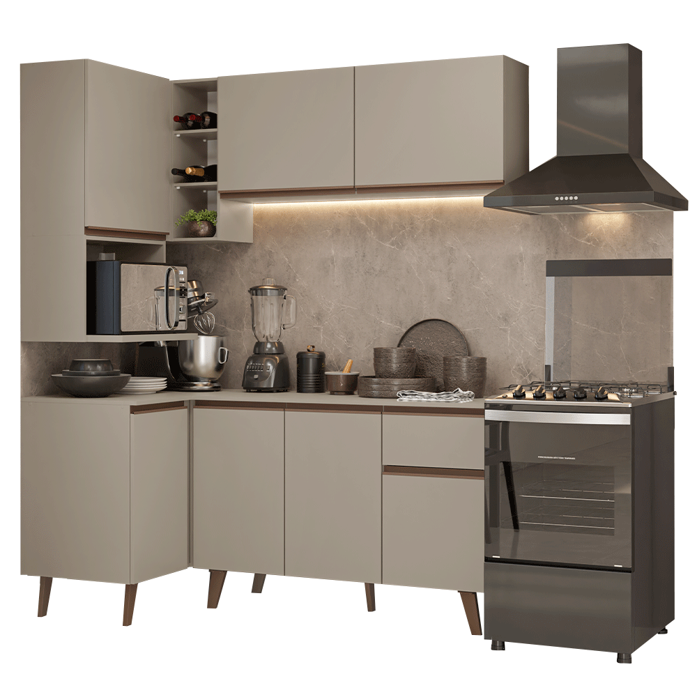 Cocina Integrale Esquinera 265 cm Crema Nice Madesa 05