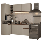 Cocina Compacta Esquinera Flotante 265 cm Crema Nice Madesa