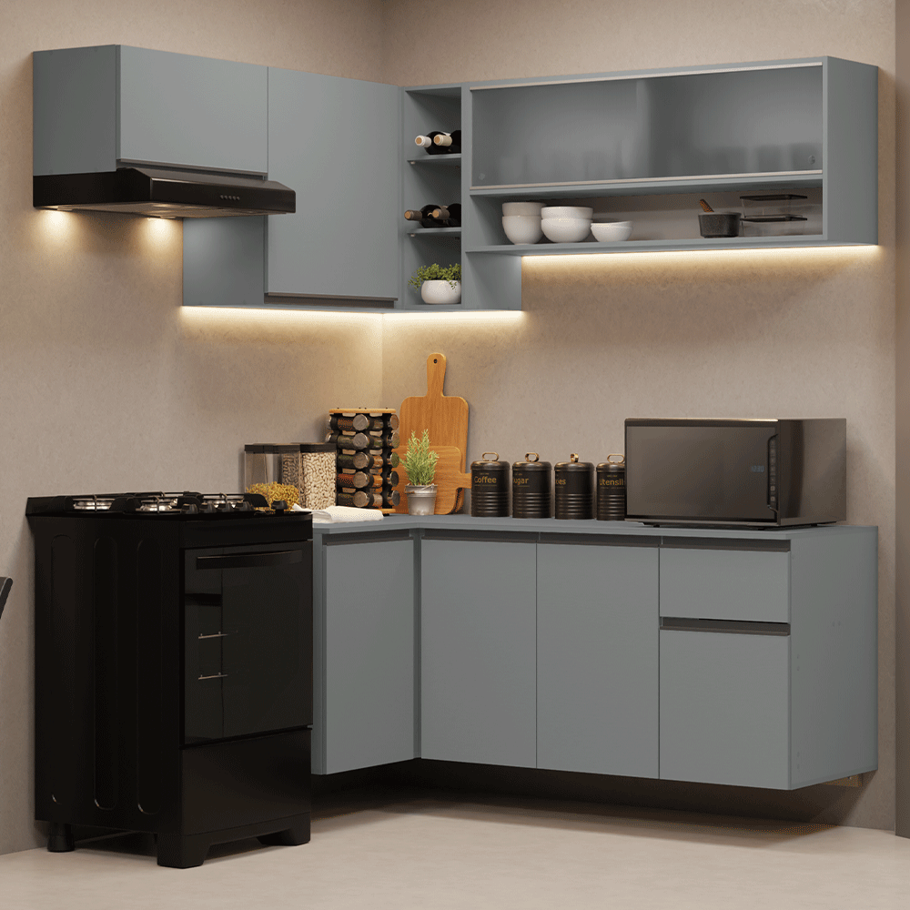 Cocina Integral 325 cm sin Patas Gris Nice