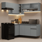 Cocina Integral Esquinera Flotante 325 cm Gris Nice Madesa
