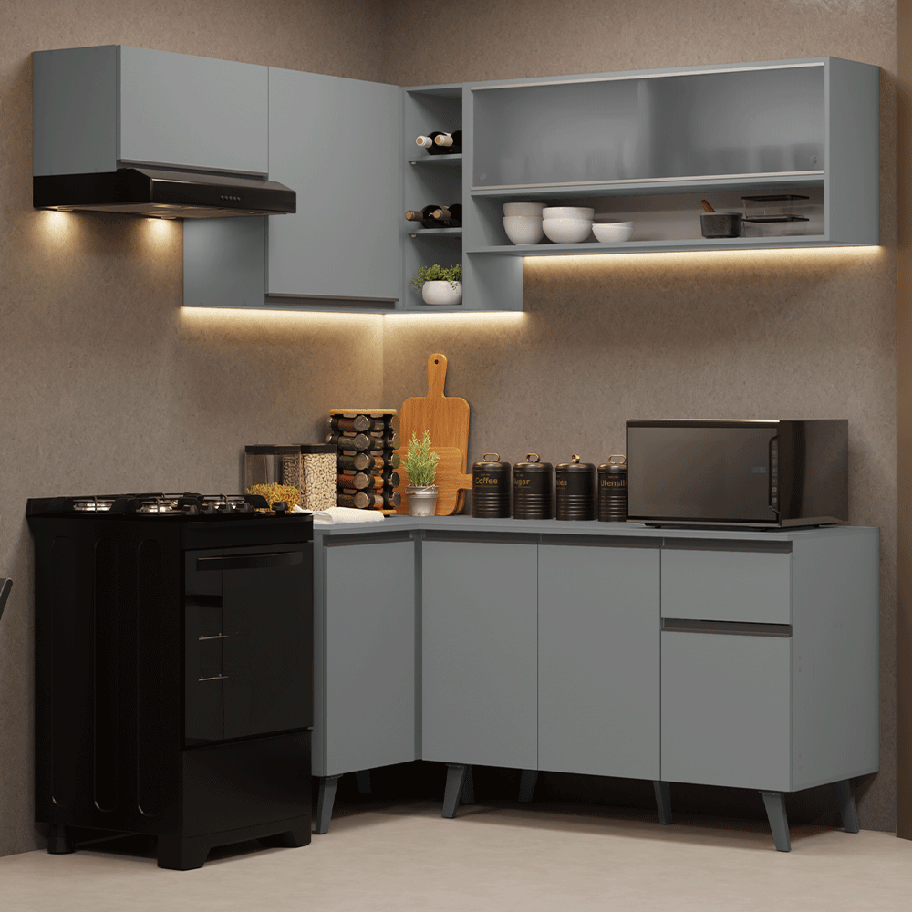 Cocina Integrale Esquinera 325 cm Gris Nice Madesa 03
