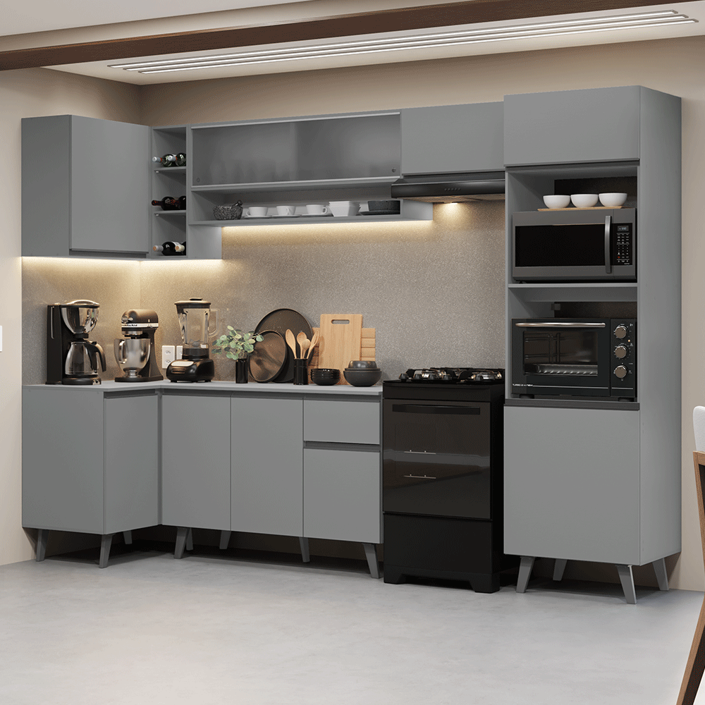 Cocina Integrale Esquinera 385 cm Gris Nice Madesa 03