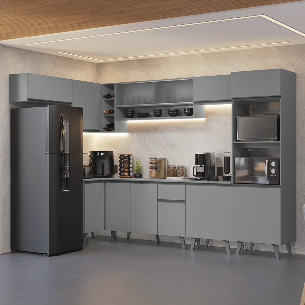 Cocina Integrale Esquinera 465cm Gris Nice Madesa 04