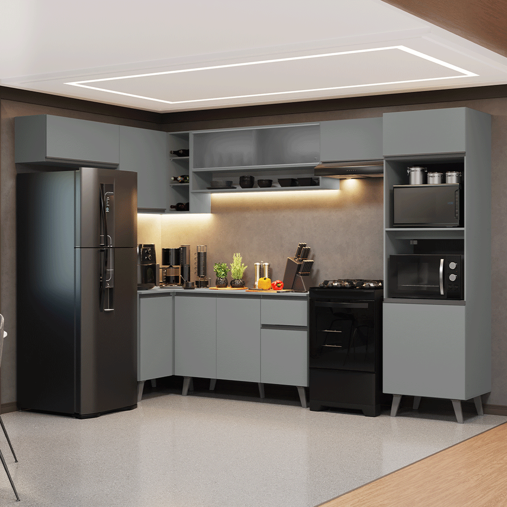 Cocina Integrale Esquinera 465cm Gris Nice Madesa 08