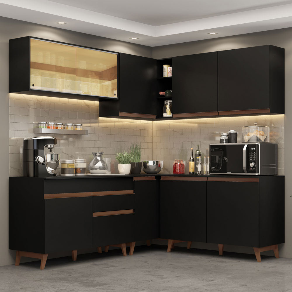 Cocina Integral Esquinera 382cm Negro Reims 01