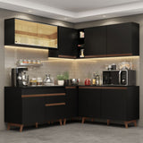 Cocina Integral Esquinera 382cm Negro Reims Madesa 01