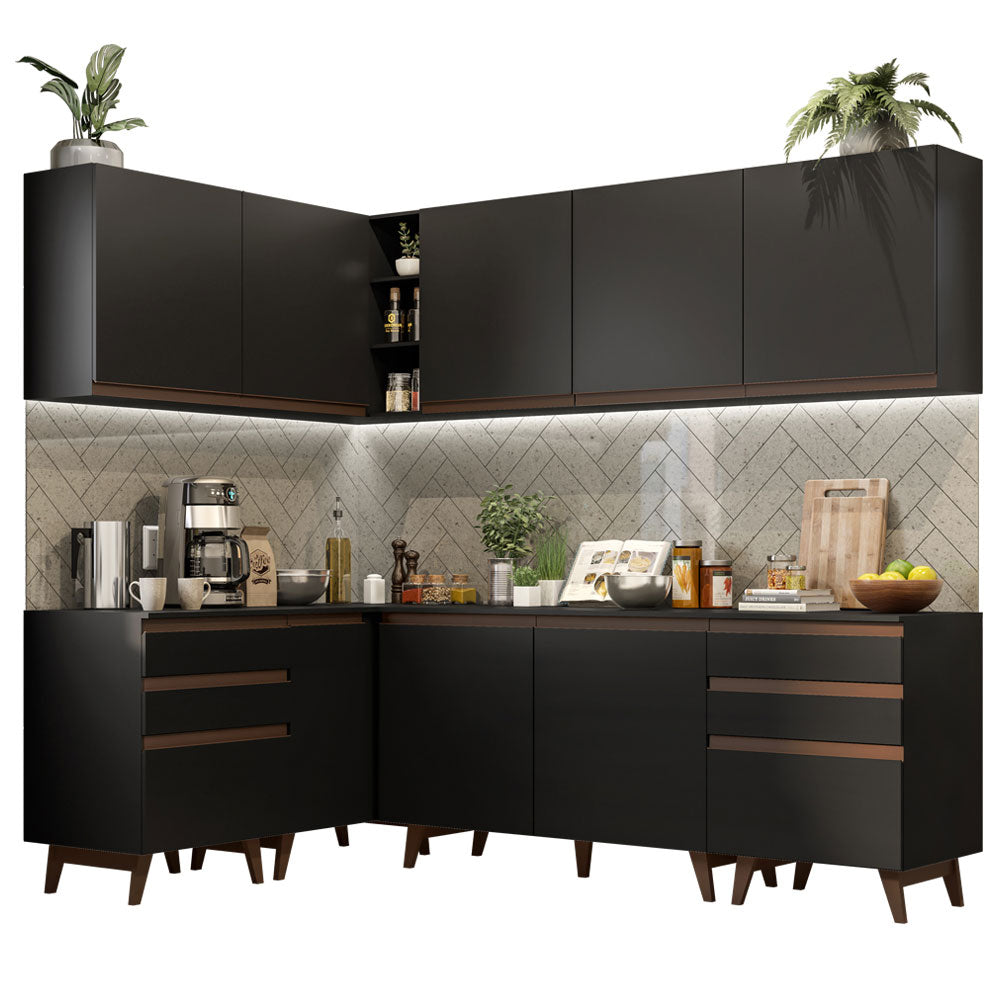 Cocina Integral Esquinera 382cm Reims Negro 02