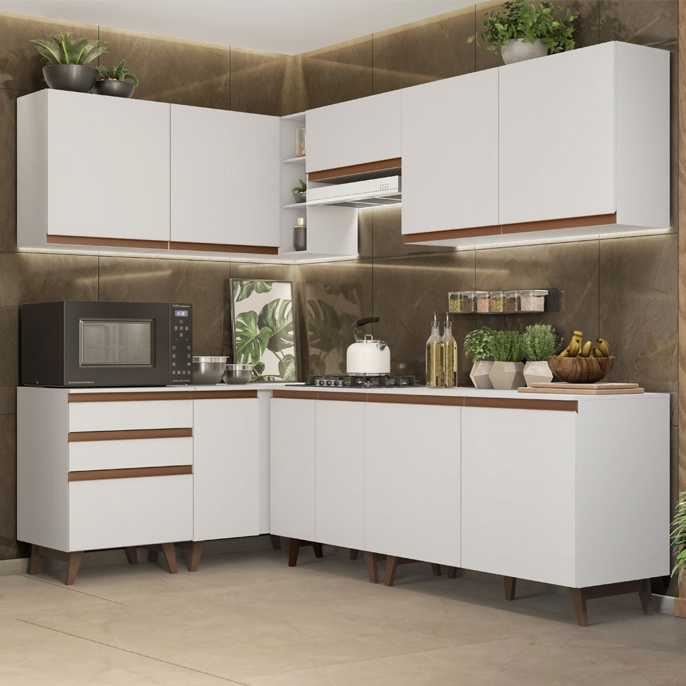 Cocina Integral Esquinera 392cm Blanco Reims 02