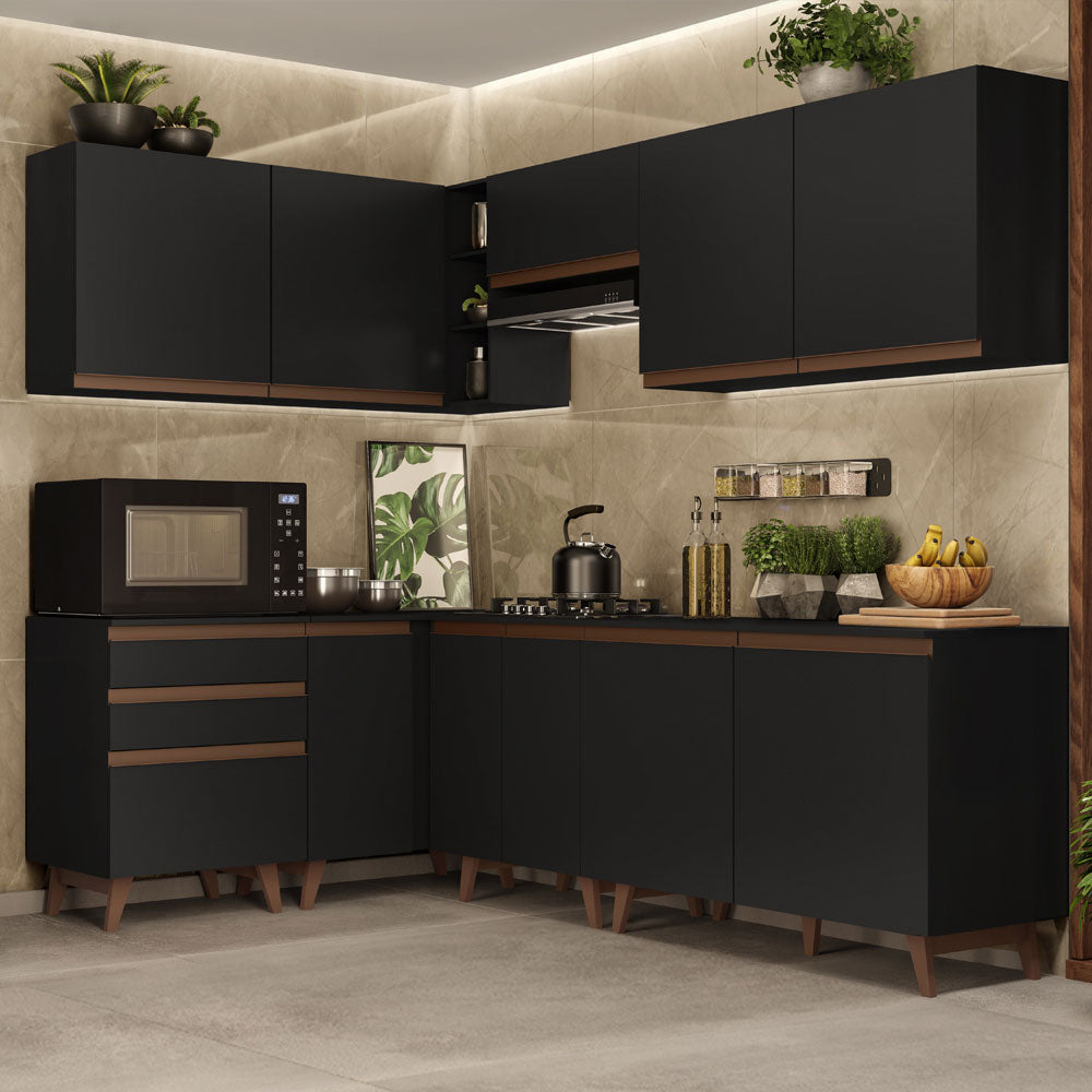 Cocina Integral Esquinera 392cm Negro Reims 02