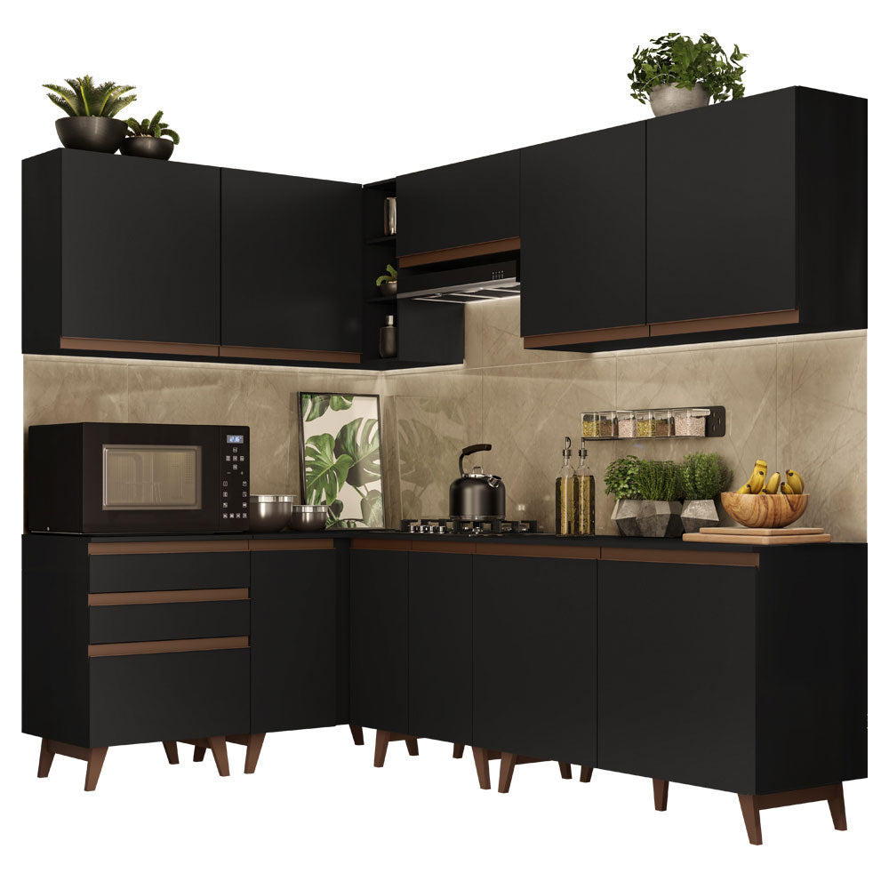 Cocina Integral Esquinera 392cm Negro Reims 02