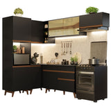 Cocina Integral Esquinera 392cm Negro Reims Madesa 03