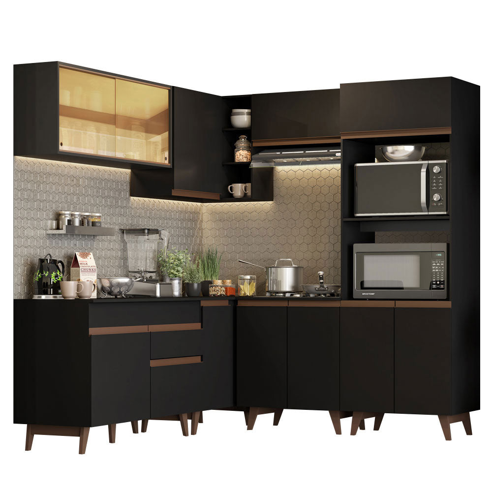 Cocina Integral Esquinera 402 cm Reims Negro 01