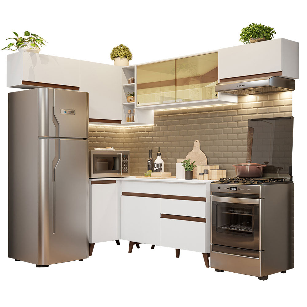 Cocina Integral de Esquina 402cm Blanco Reims 04