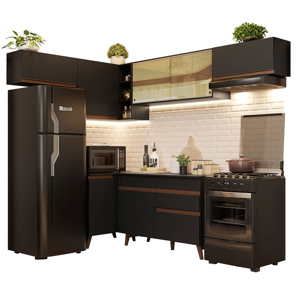 Cocina Integral Esquinera 402cm Negro Reims 04