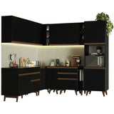 Cocina Integral Esquinera 437cm Negro Reims Madesa 01