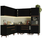 Cocina Integral Esquinera 437cm Negro Reims Madesa 01