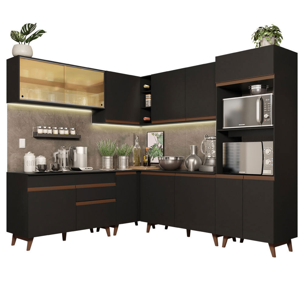 Cocina Integral Esquinera 452cm Negro Reims 01
