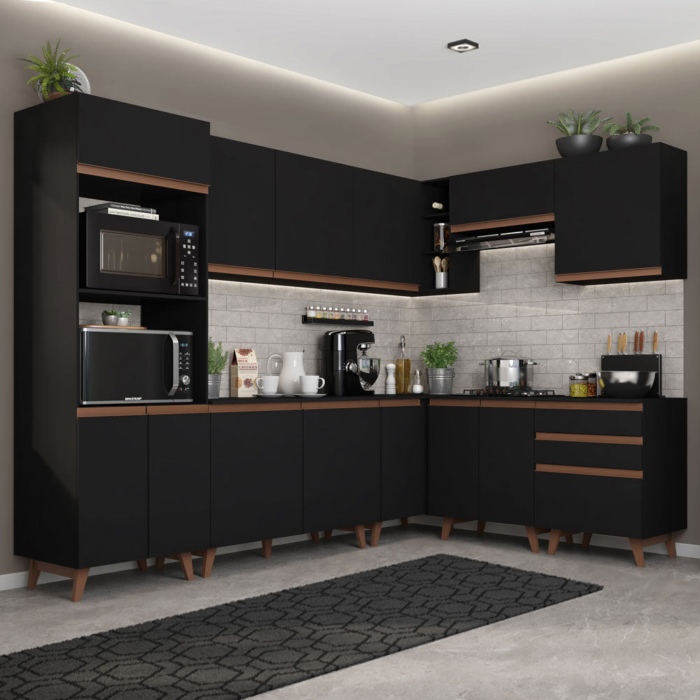 Cocina Integral Esquinera 462cm Negro Reims 01