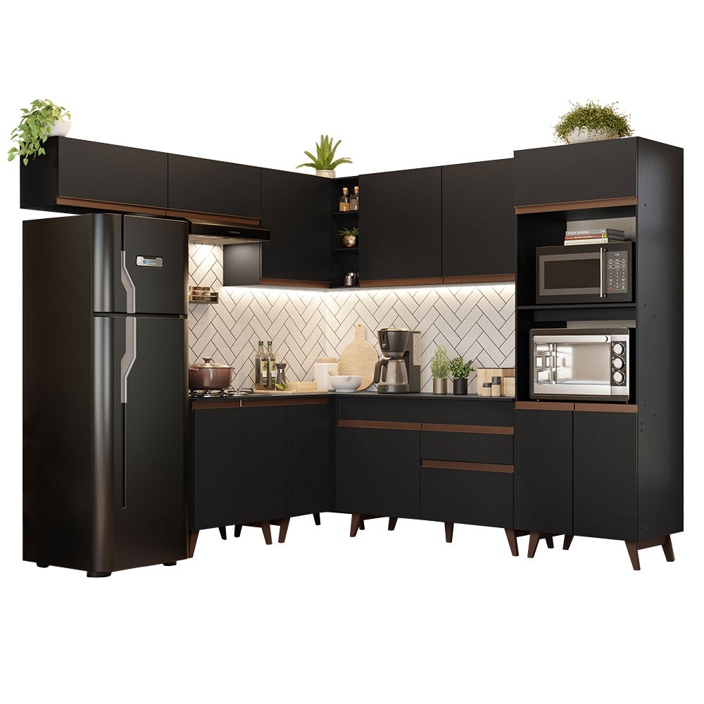 Cocina Integral Esquinera 472cm Reims Negro 01