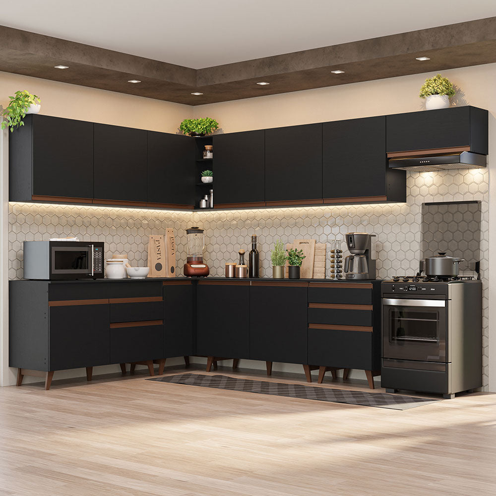 Cocina Integral Esquinera 512cm Reims Negro 01