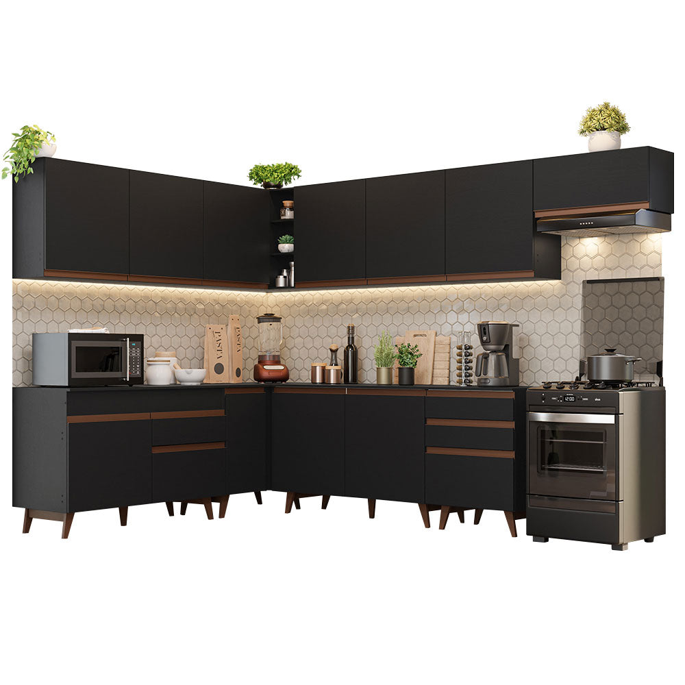 Cocina Integral Esquinera 512cm Reims Negro 01