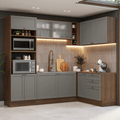 Cocina Integral Esquinera 399 cm Marrón/Gris Vik Madesa 01
