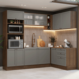 Cocina Integral Esquinera 399 cm Marrón/Gris Vik Madesa 01