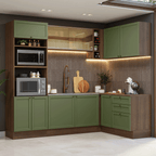 Cocina Integral Esquinera 399 cm Marrón/Verde Vik Madesa 02